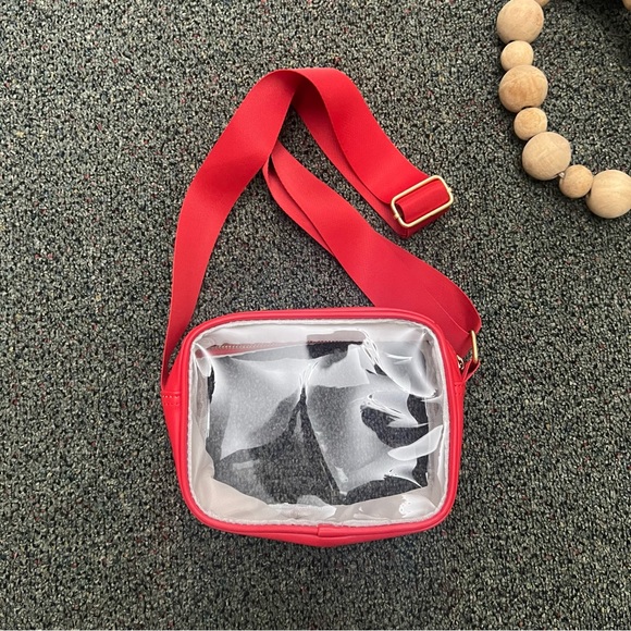 Amazon Handbags - Red & Clear PVC & Gold Crossbody Purse Bag Stadium Concerts Games Sports Events